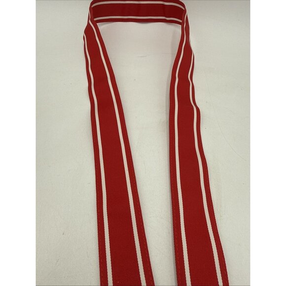 Vineyard Vines Belt Sz M Fabric D Ring Red White Striped Preppy Classic - Picture 5 of 6